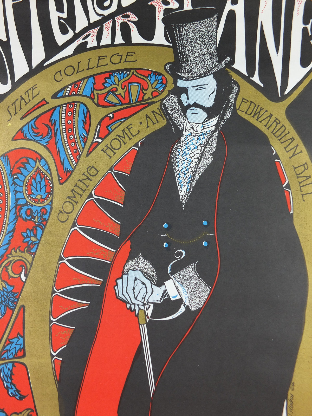 1966 Jefferson Airplane Poster, Fillmore, Home Coming Dance, Berkeley University, San Francisco, Psychedelic folk rock music, wall art decor