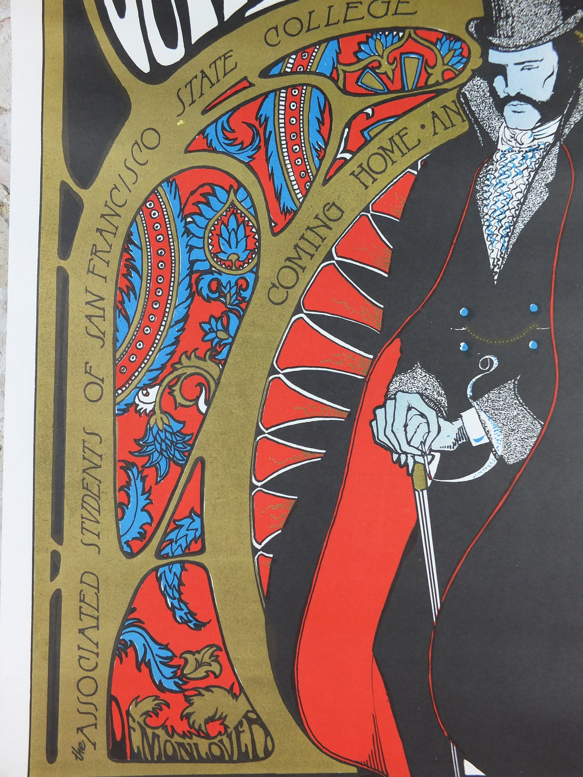 1966 Jefferson Airplane Poster, Fillmore, Home Coming Dance, Berkeley University, San Francisco, Psychedelic folk rock music, wall art decor