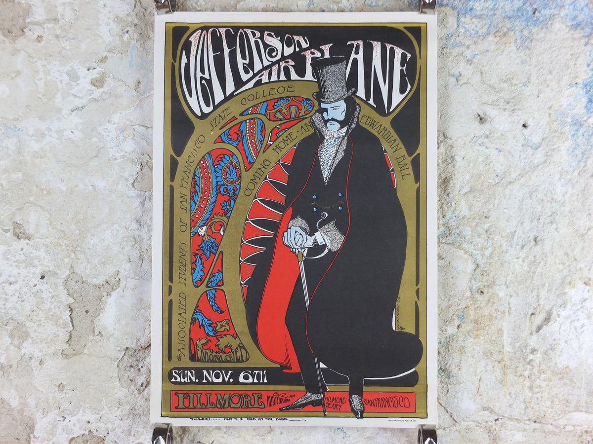 1966 Jefferson Airplane Poster, Fillmore, Home Coming Dance, Berkeley University, San Francisco, Psychedelic folk rock music, wall art decor