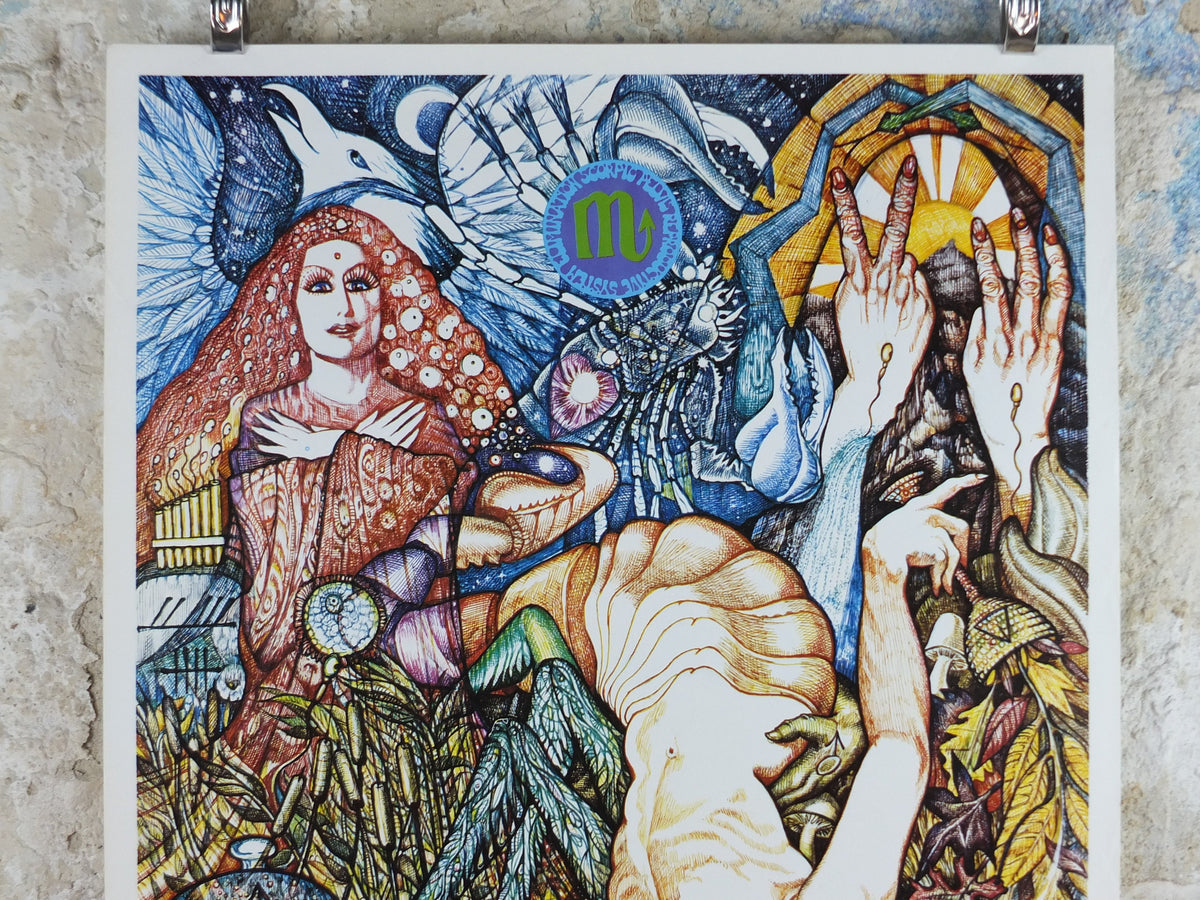 1967 Scorpio Poster, Zodiac Astrology Star Sign, by Fred Adams, Funky Features, San Francisco, Psychedelic, Hippy New Age, wall art decor