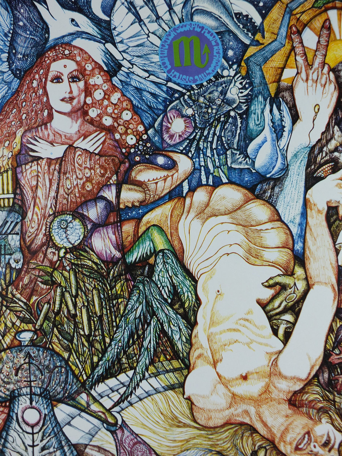 1967 Scorpio Poster, Zodiac Astrology Star Sign, by Fred Adams, Funky Features, San Francisco, Psychedelic, Hippy New Age, wall art decor