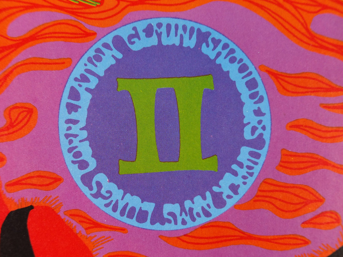 1967 Gemini Poster, Zodiac Astrology Star Sign, by Dick Moore, Funky Features, San Francisco, Psychedelic, Hippy New Age, wall art decor