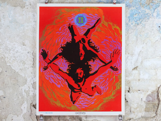 1967 Gemini Poster, Zodiac Astrology Star Sign, by Dick Moore, Funky Features, San Francisco, Psychedelic, Hippy New Age, wall art decor