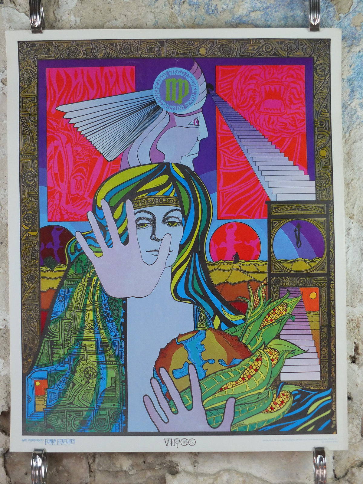 1967 Virgo Poster, Zodiac Astrology Star Sign, by Jim Blashfield, Funky Features, San Francisco, Psychedelic, Hippy, wall art decor