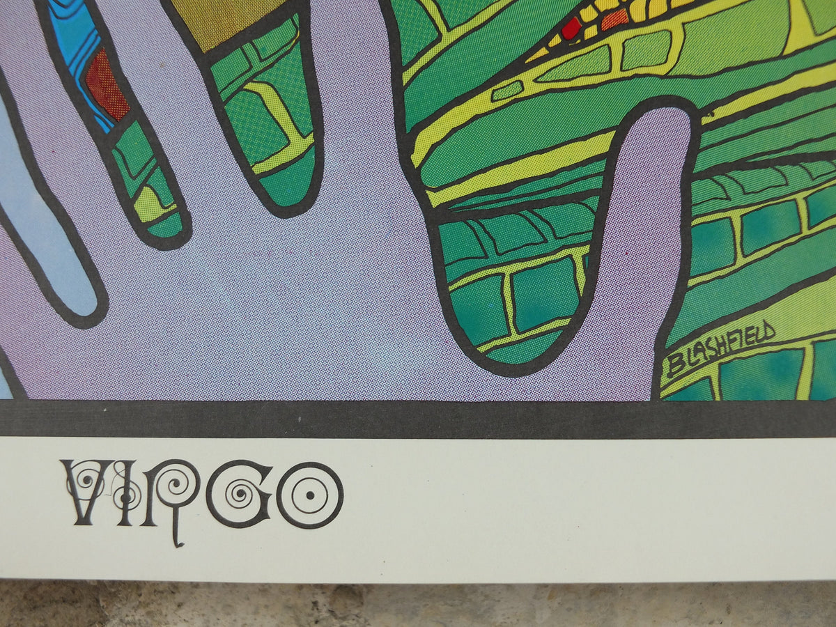 1967 Virgo Poster, Zodiac Astrology Star Sign, by Jim Blashfield, Funky Features, San Francisco, Psychedelic, Hippy, wall art decor