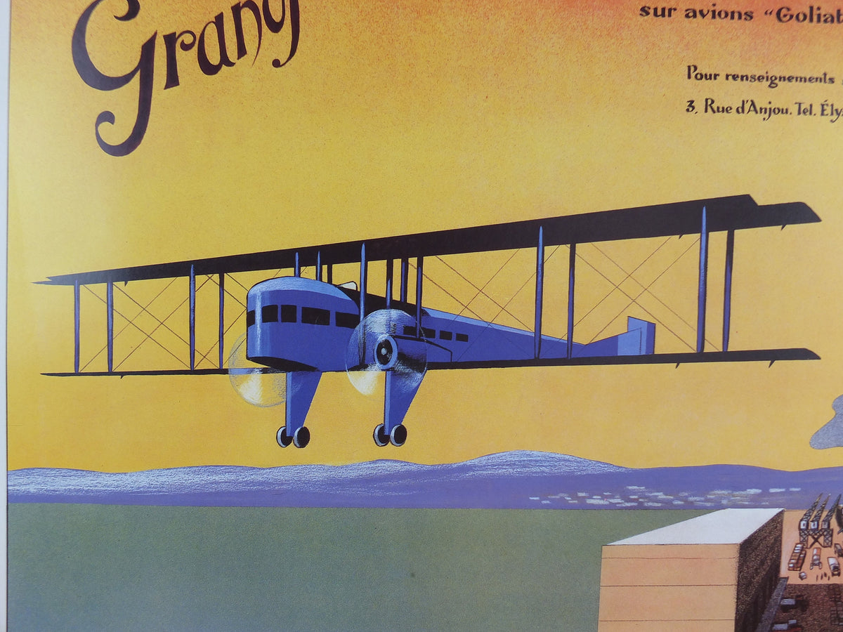 1987 Air France Paris to London Poster, by Dick Apres 1920, from the Air France Museum collection, Aviation, travel wall art decor