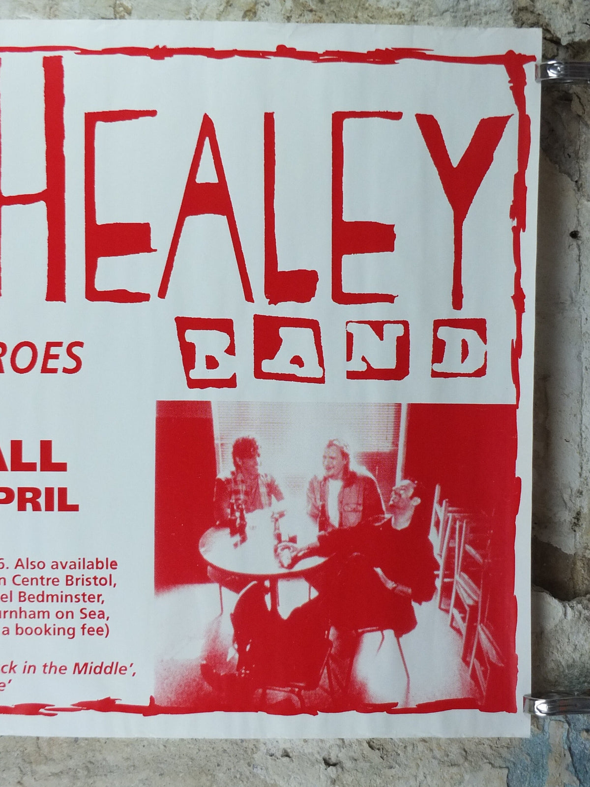 1995 The Jeff Healey Band Concert Poster, Bristol Colston Hall, musical wall art decor
