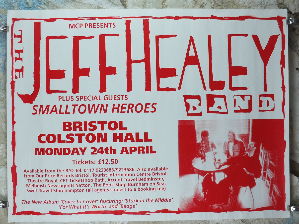 1995 The Jeff Healey Band Concert Poster, Bristol Colston Hall, musical wall art decor
