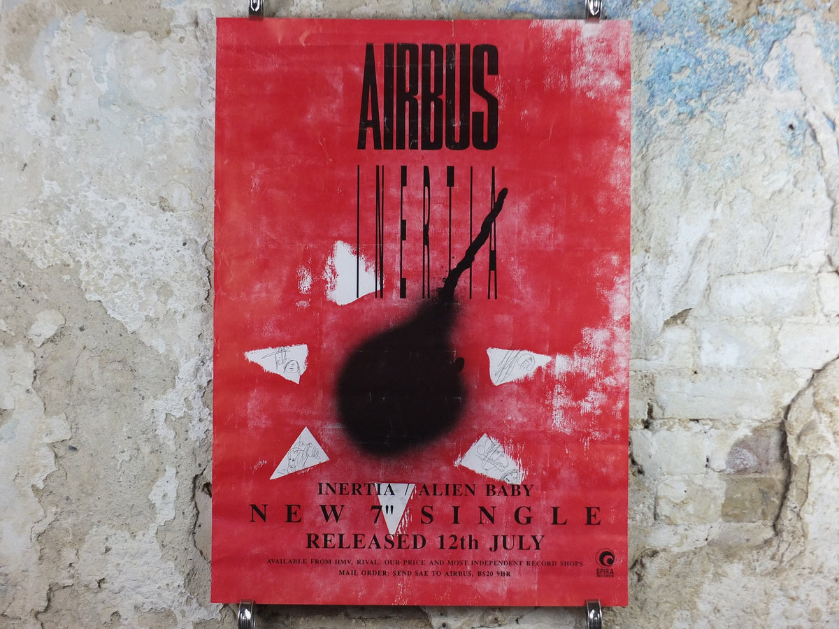 1993 Airbus Poster, Signed Inertia Release, Bristol Colston Hall, pop rock music, musical wall art decor