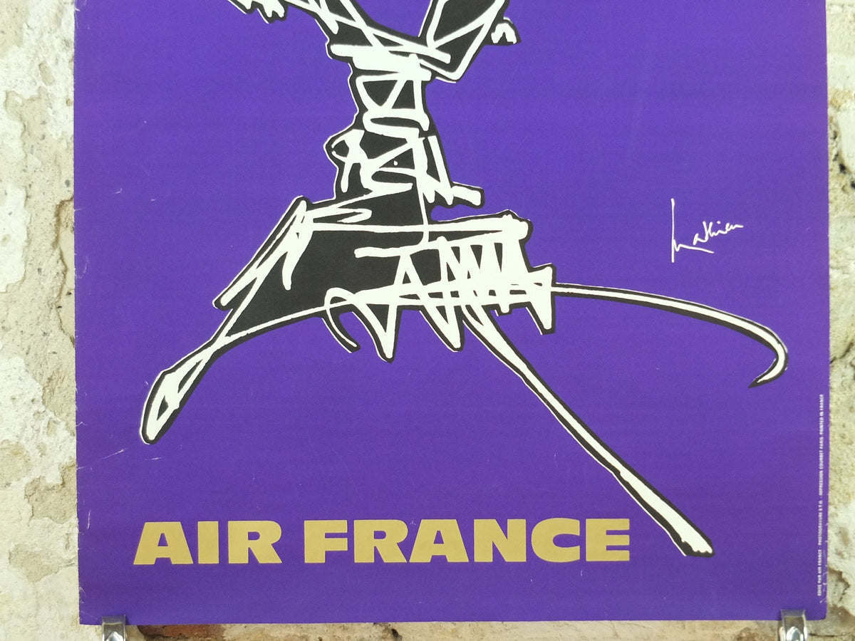 1967 Original Air France Poster, Israel by Georges Mathieu, lyrical abstraction, Abstract Art, Aviation, travel wall art decor