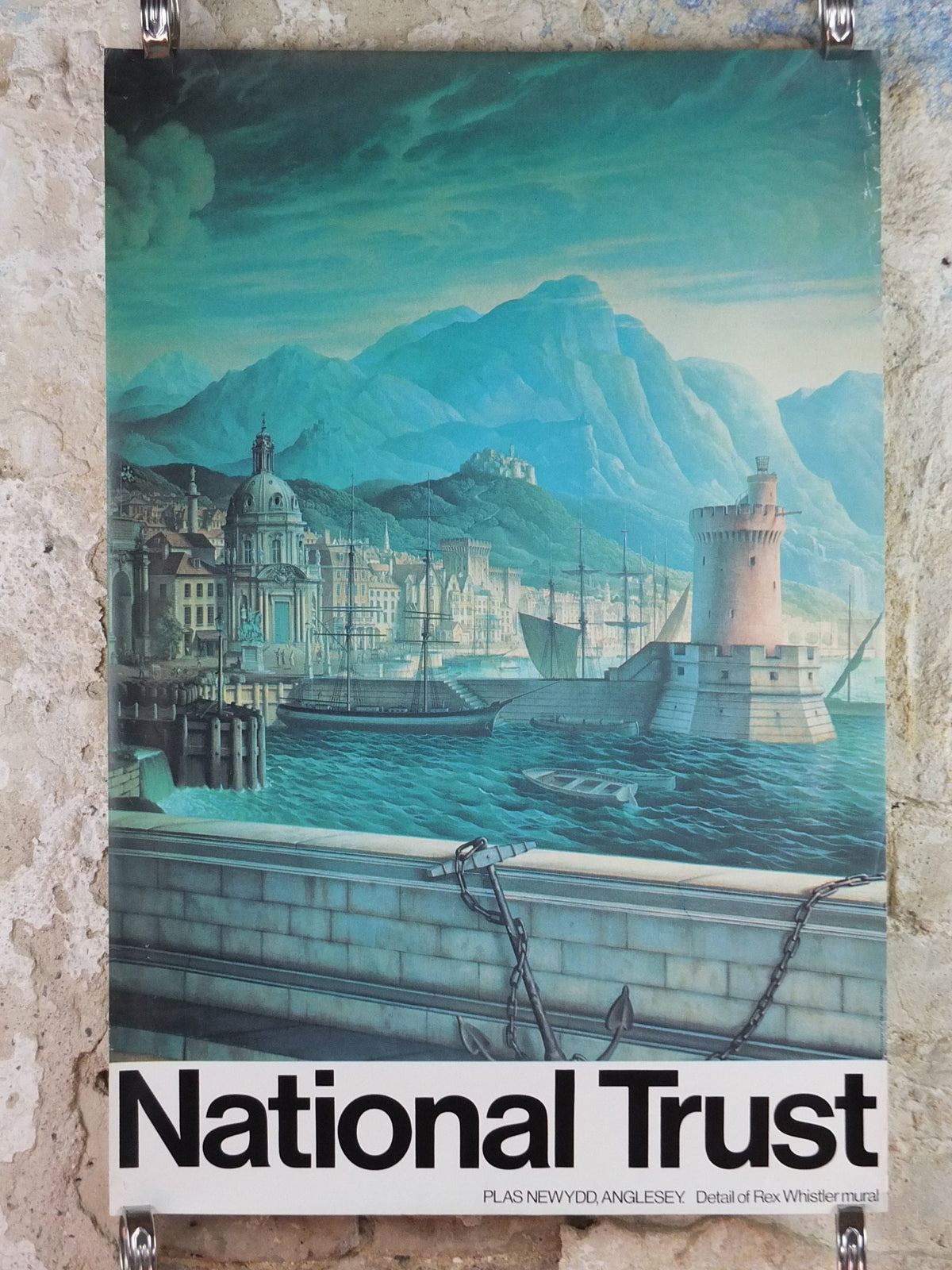 1970s Original National Trust Poster, Plas Newydd, Llanfairpwllgwyngyll, Anglesey, Wales, heritage conservation, wall art retro decor