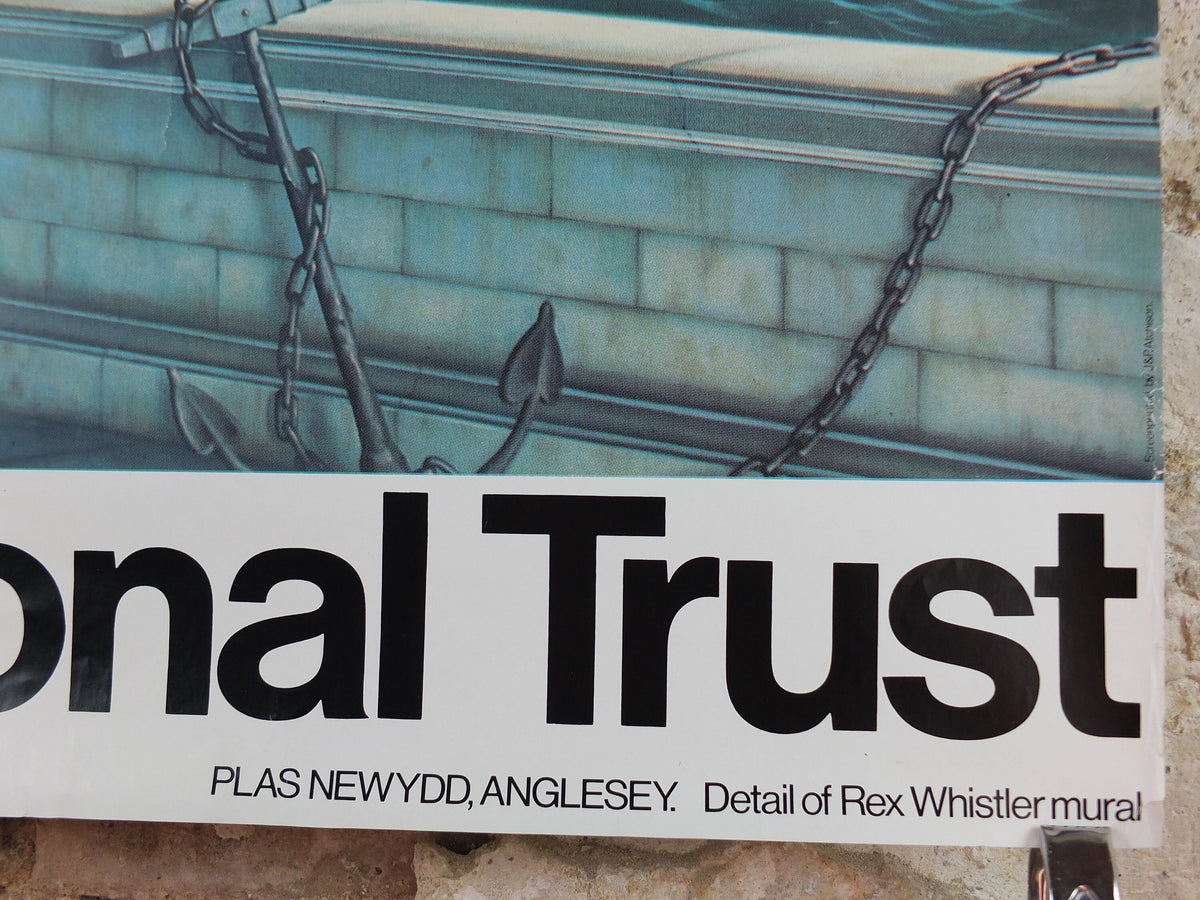 1970s Original National Trust Poster, Plas Newydd, Llanfairpwllgwyngyll, Anglesey, Wales, heritage conservation, wall art retro decor
