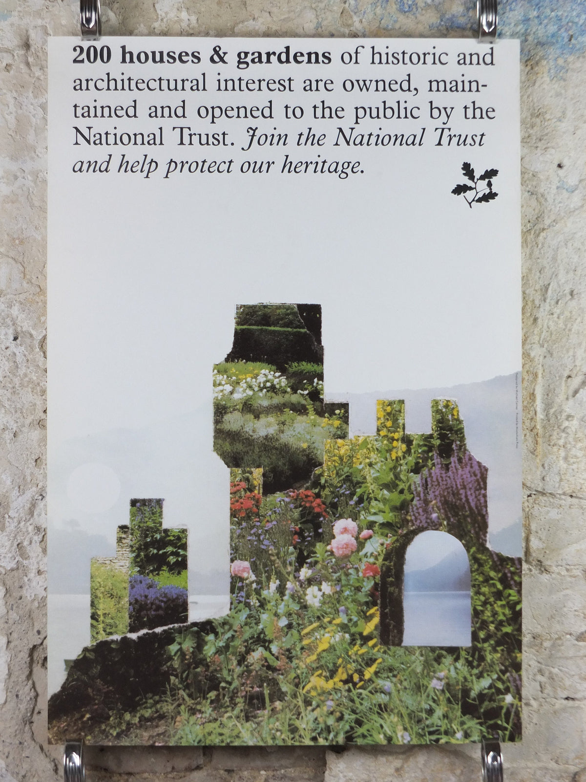 1970s Original National Trust Poster, 200 Houses and Gardens, by Michael Carney, heritage conservation, wall art retro decor