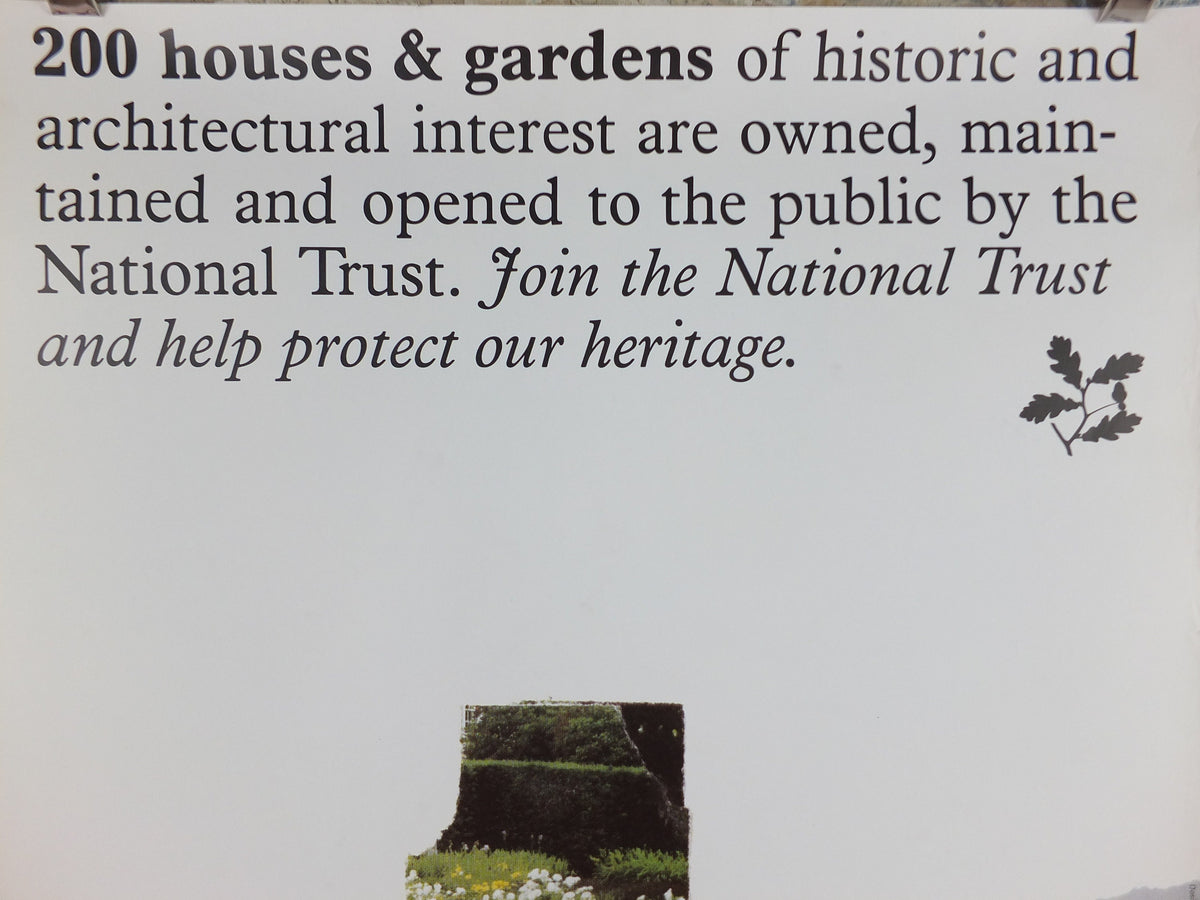 1970s Original National Trust Poster, 200 Houses and Gardens, by Michael Carney, heritage conservation, wall art retro decor