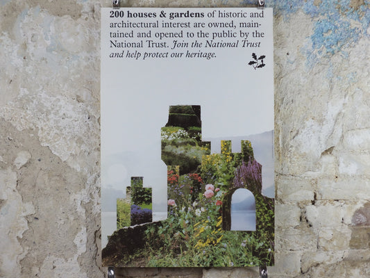 1970s Original National Trust Poster, 200 Houses and Gardens, by Michael Carney, heritage conservation, wall art retro decor