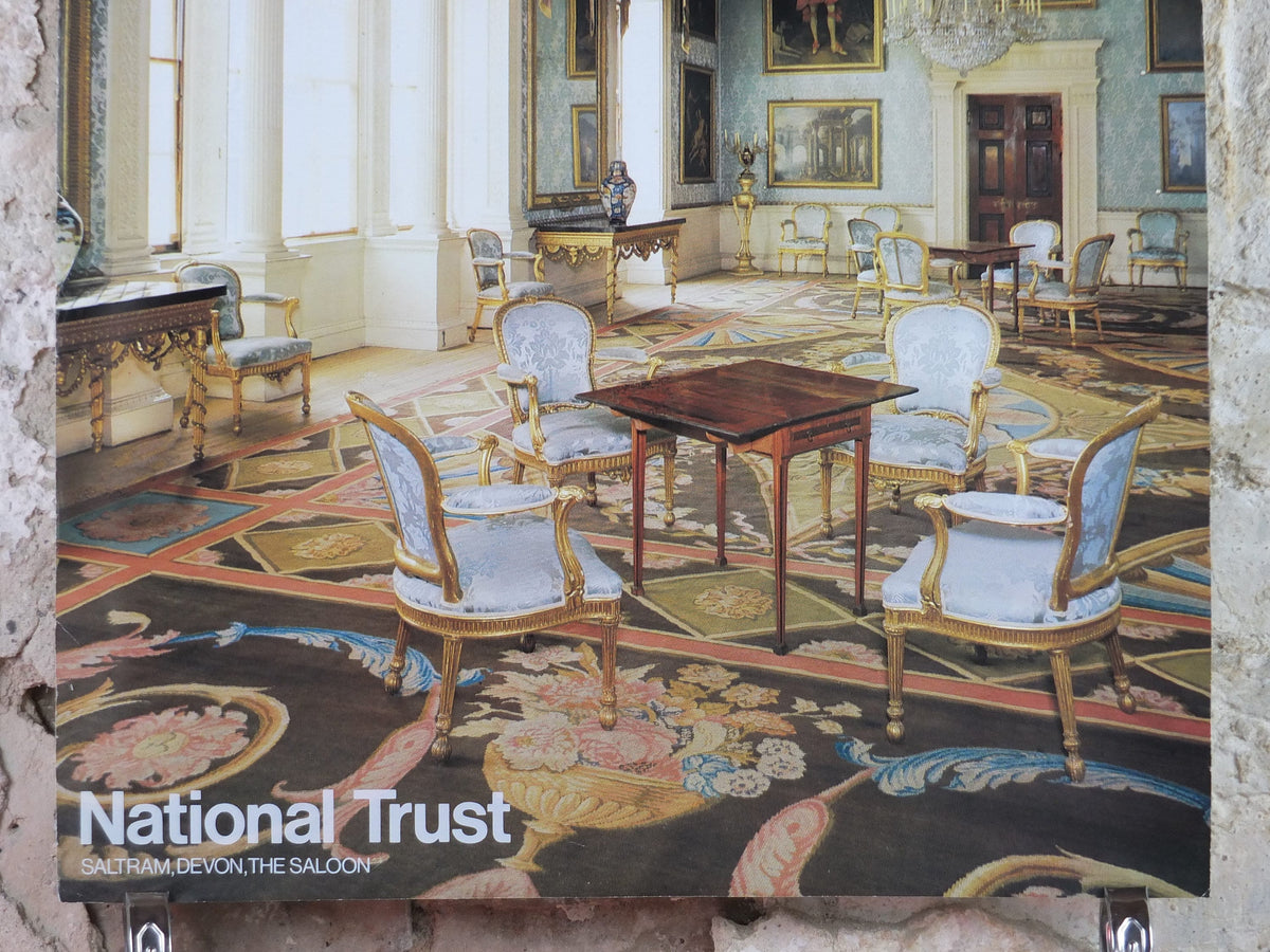 1970s Original National Trust Poster, The Saloon, Saltram House, Devon, West Country, England, heritage conservation, wall art retro decor