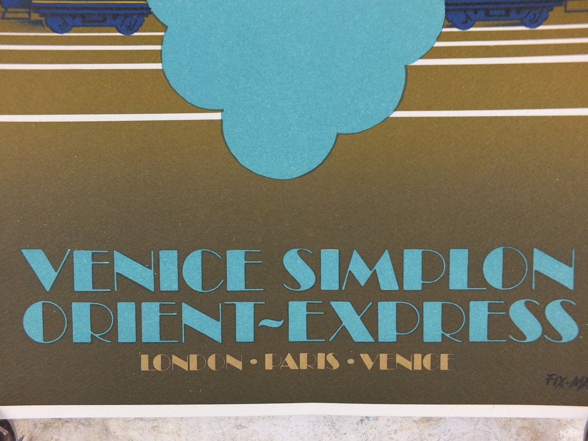 Original Venice Simplon Orient Express Poster, The Alps by Fix Masseau, Grapes, 1985 limited edition of 200, train, art deco, wall art decor
