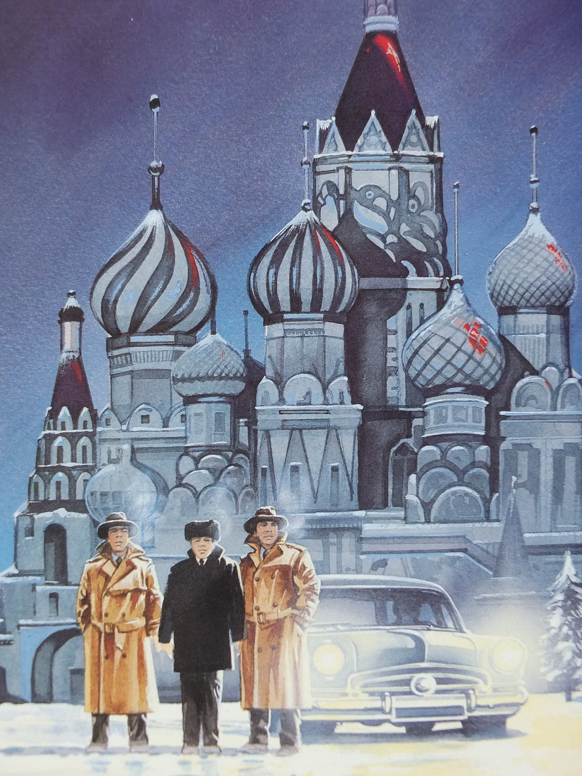 1990s Virgin Atlantic Moscow Poster, by Paul Simmons, Scarlet Lady, Saint Basil's Cathedral, Russia, Aviation, travel wall art decor