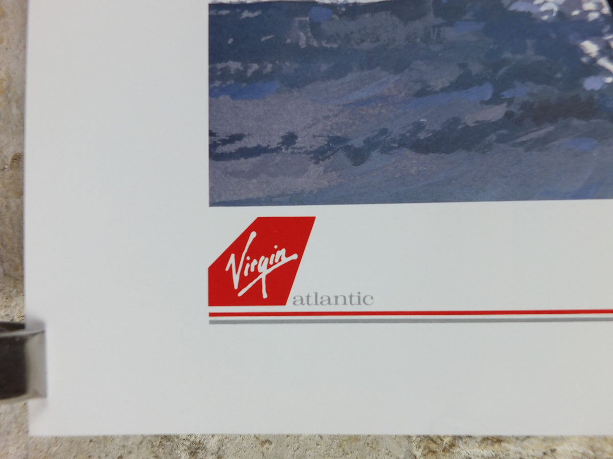 1990s Virgin Atlantic Moscow Poster, by Paul Simmons, Scarlet Lady, Saint Basil's Cathedral, Russia, Aviation, travel wall art decor