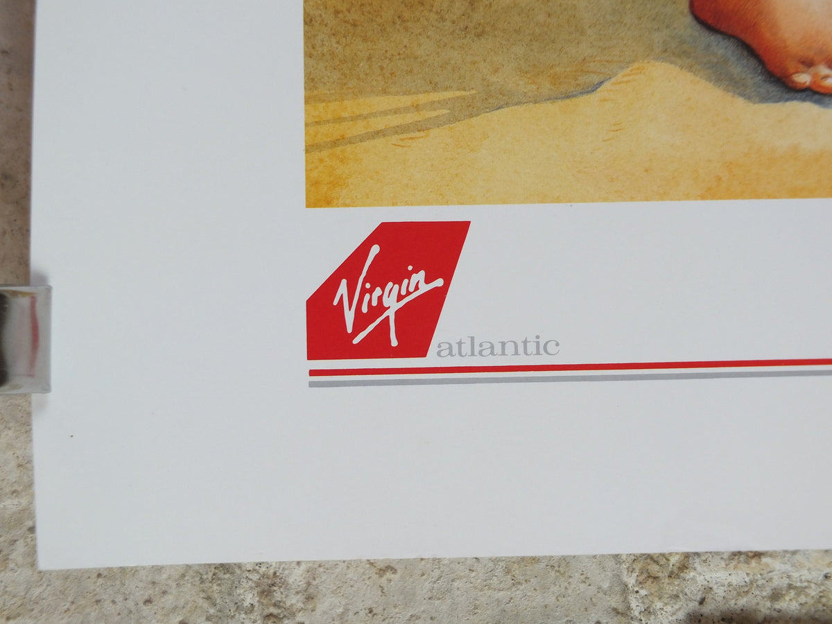 1990s Virgin Atlantic Tokyo Poster, by Paul Simmons, Scarlet Lady, Sumo Wrestling, Japan, Aviation, travel wall art decor