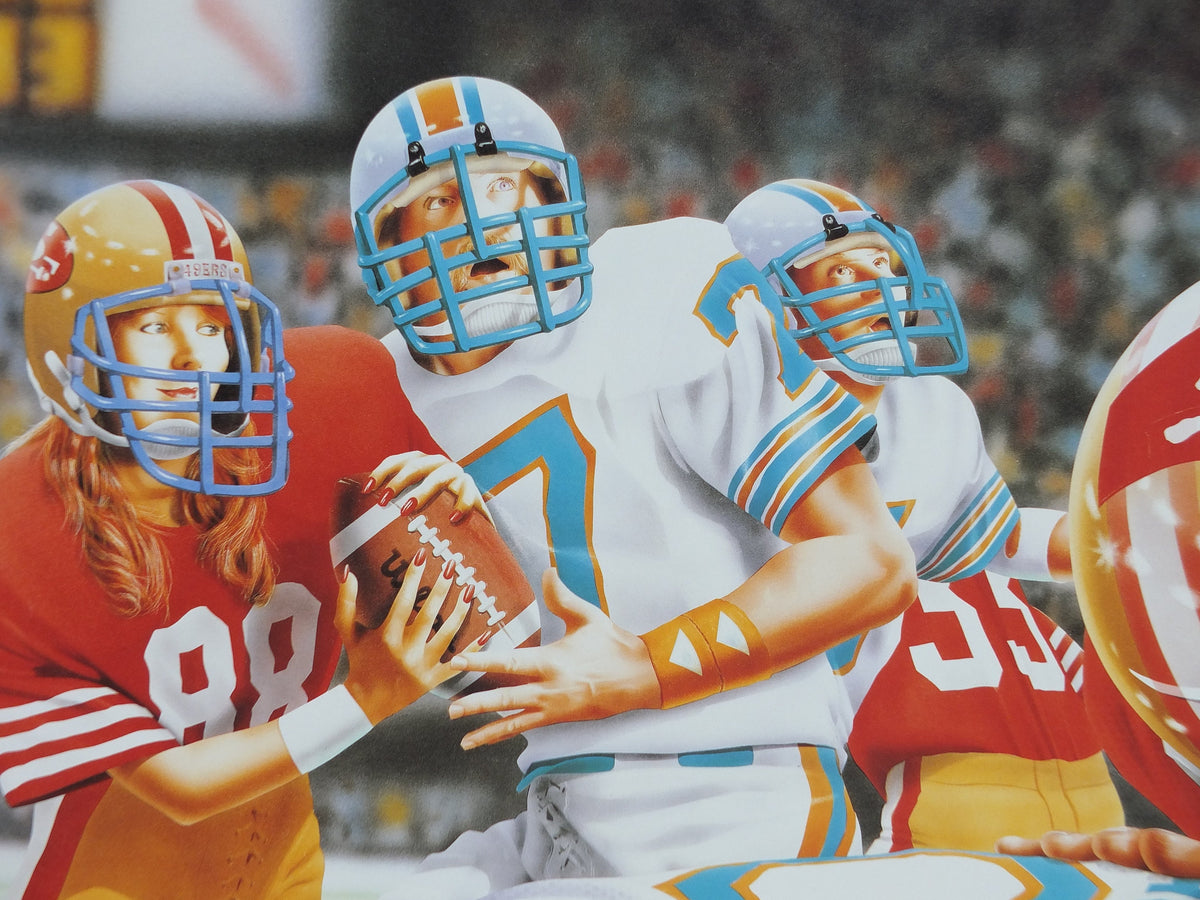 1990s Virgin Atlantic Miami Poster, by Brian Robson, United States, Dolphins 49ers Football, Gridiron, USA, Aviation, travel wall art decor