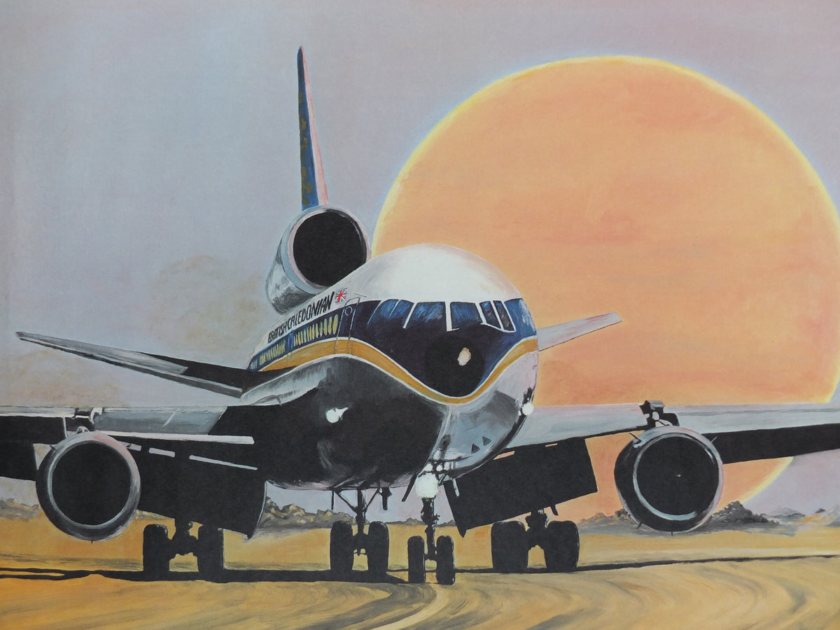 1980 DC10 McDonnell Douglas Poster, British Caledonian "Where Next?" by F Vernon, DC-10-30, Aviation, travel wall art decor