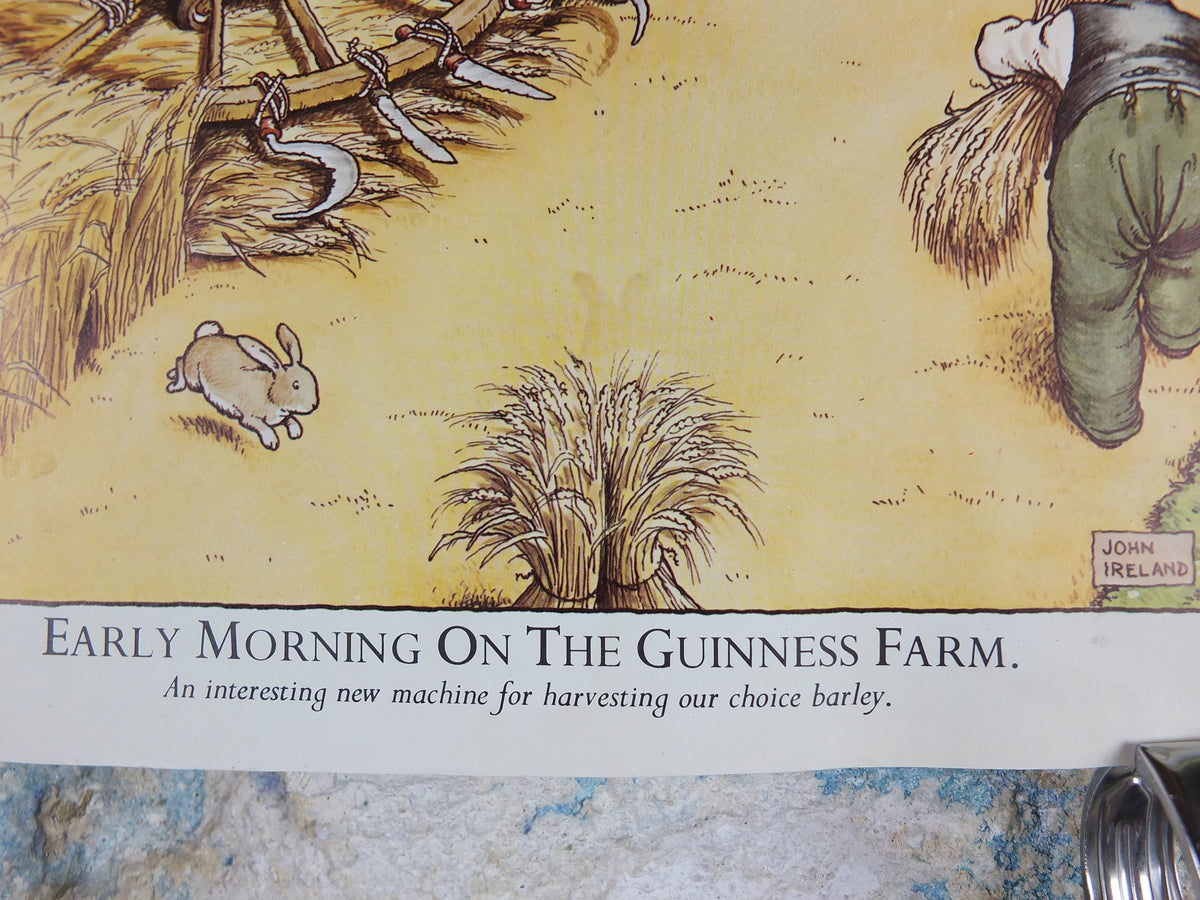 Vintage Gentle Art of Making Guinness Poster, Early Morning on the Farm, advertising ale Irish stout beer print wall art retro 1980s