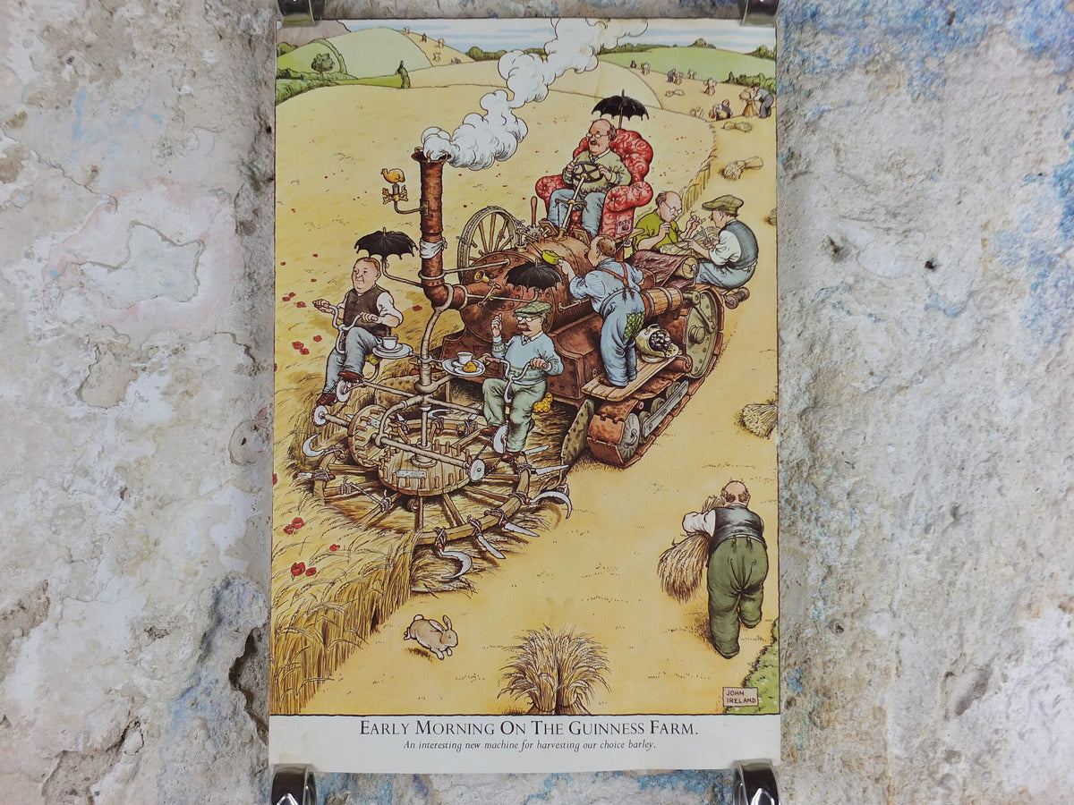 Vintage Gentle Art of Making Guinness Poster, Early Morning on the Farm, advertising ale Irish stout beer print wall art retro 1980s