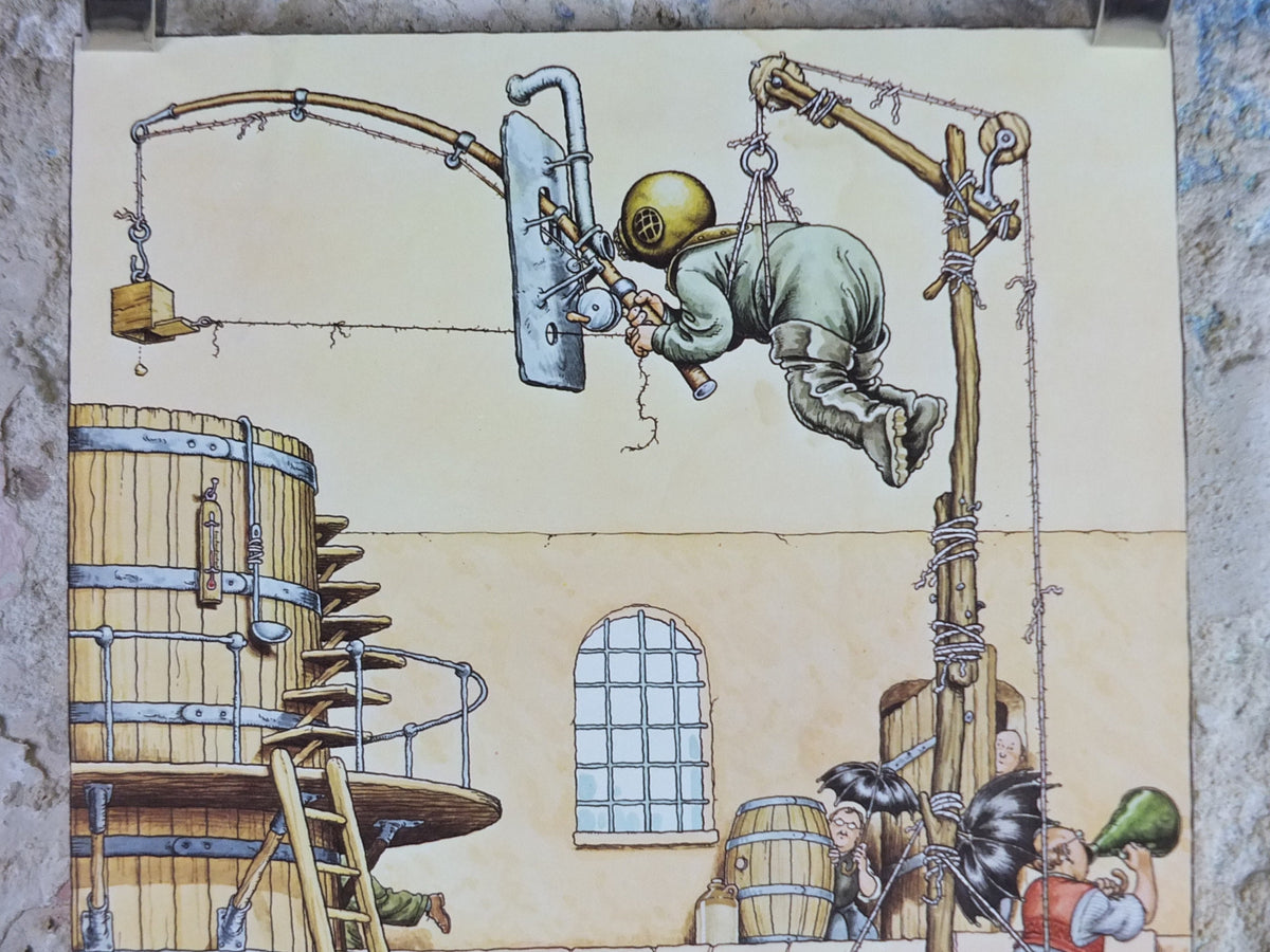 Vintage Gentle Art of Making Guinness Poster, Fermenting the Guinness, advertising ale Irish stout beer print wall art retro 1980s