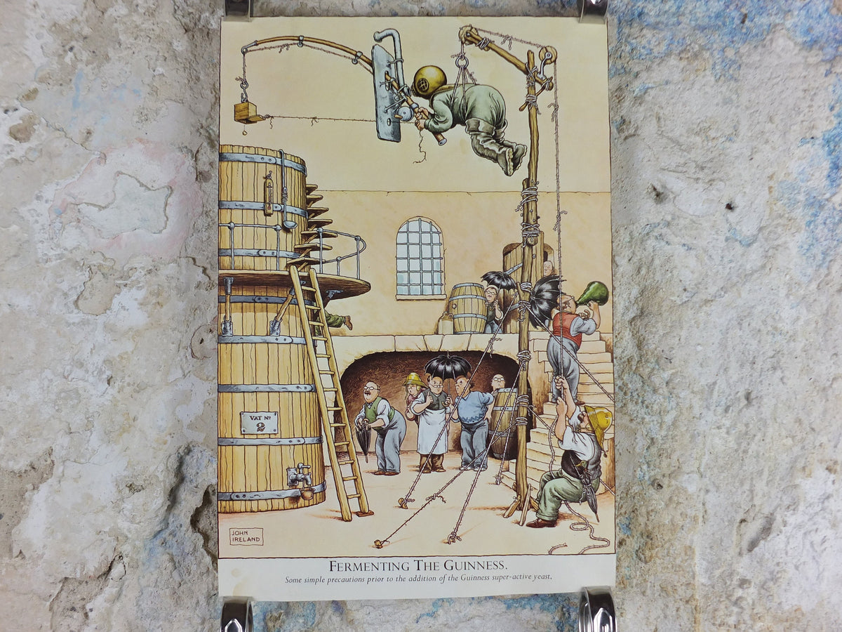 Vintage Gentle Art of Making Guinness Poster, Fermenting the Guinness, advertising ale Irish stout beer print wall art retro 1980s