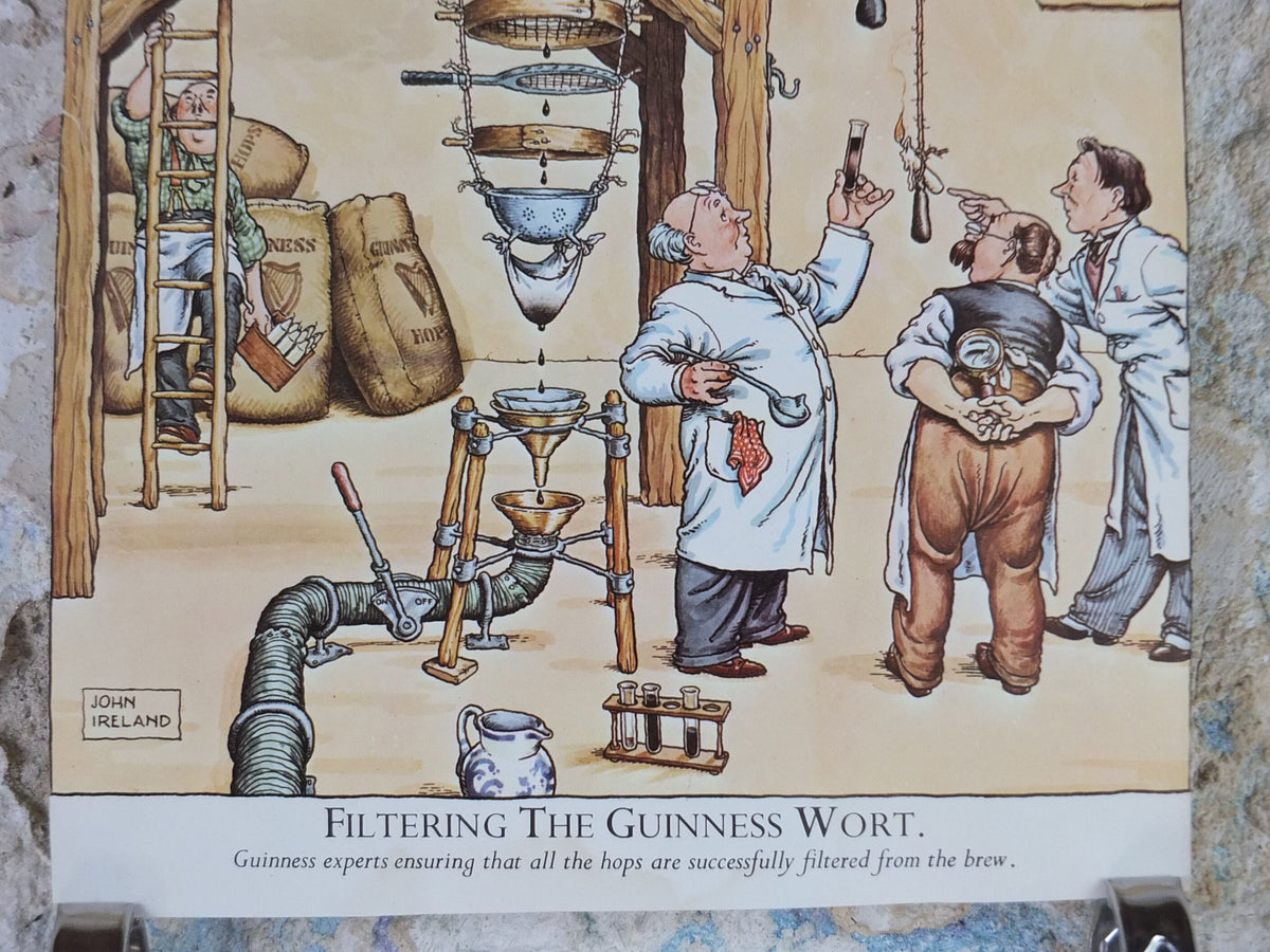 Vintage Gentle Art of Making Guinness Poster, Filtering Guinness Wort, advertising ale Irish stout beer print wall art retro 1980s