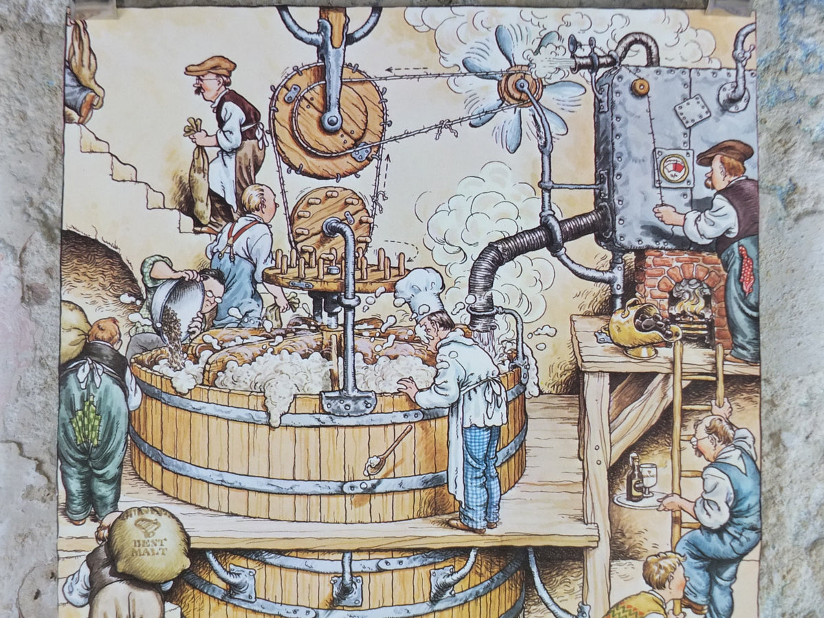 Vintage Gentle Art of Making Guinness Poster, Mixing the Guinness Mash, advertising ale Irish stout beer print wall art retro 1980s