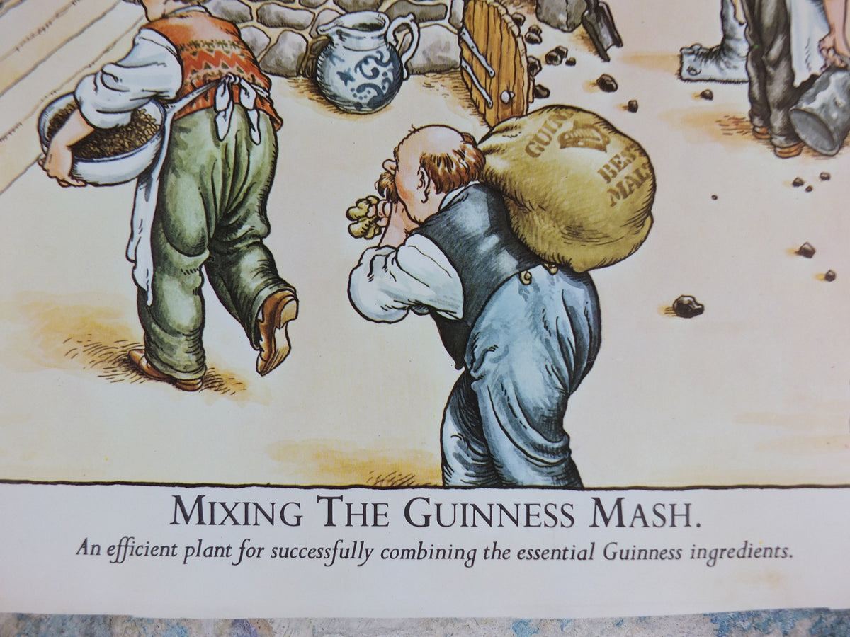 Vintage Gentle Art of Making Guinness Poster, Mixing the Guinness Mash, advertising ale Irish stout beer print wall art retro 1980s