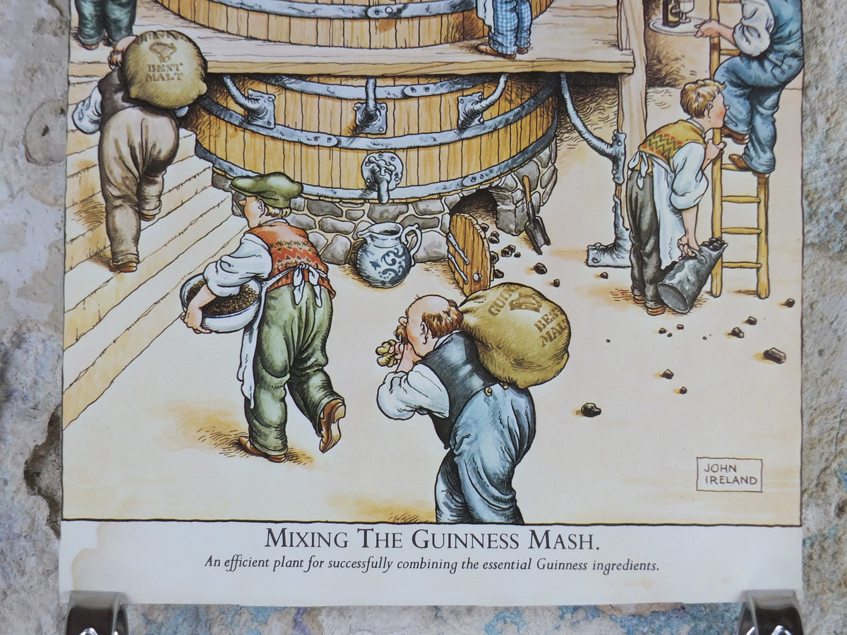Vintage Gentle Art of Making Guinness Poster, Mixing the Guinness Mash, advertising ale Irish stout beer print wall art retro 1980s