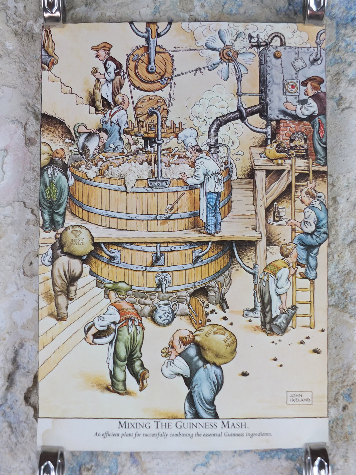 Vintage Gentle Art of Making Guinness Poster, Mixing the Guinness Mash, advertising ale Irish stout beer print wall art retro 1980s