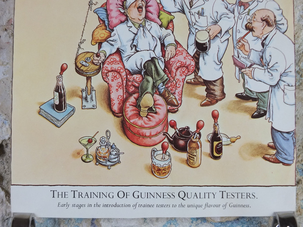 Vintage Gentle Art of Making Guinness Poster, Training of Quality Tester advertising ale Irish stout beer print wall art retro 1980s
