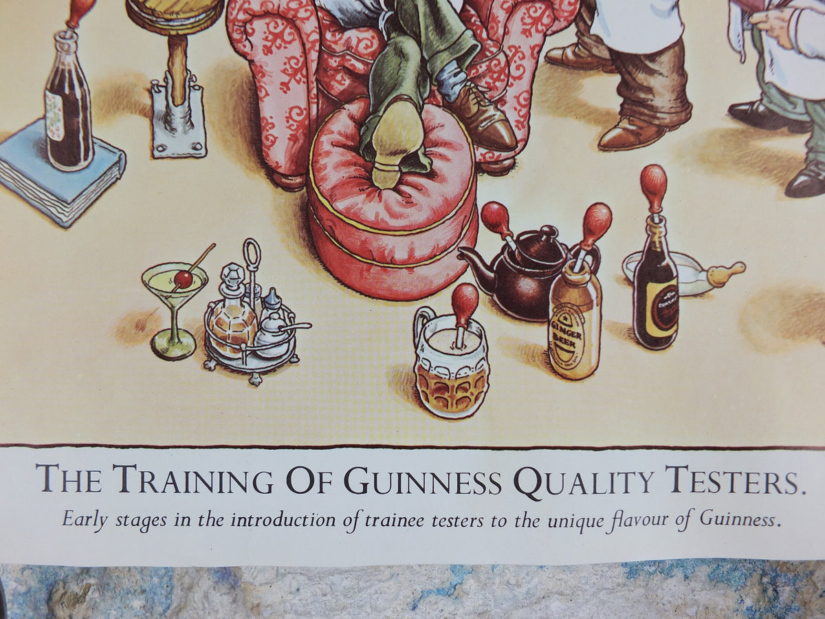Vintage Gentle Art of Making Guinness Poster, Training of Quality Tester advertising ale Irish stout beer print wall art retro 1980s