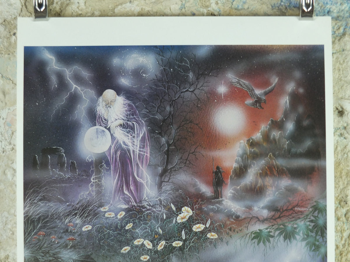 1990s The Four Elements Poster, by Peter Pracownik, Earth Sea Air Fire Wind, from Rhiannon Press, fantasy fiction wall art decor