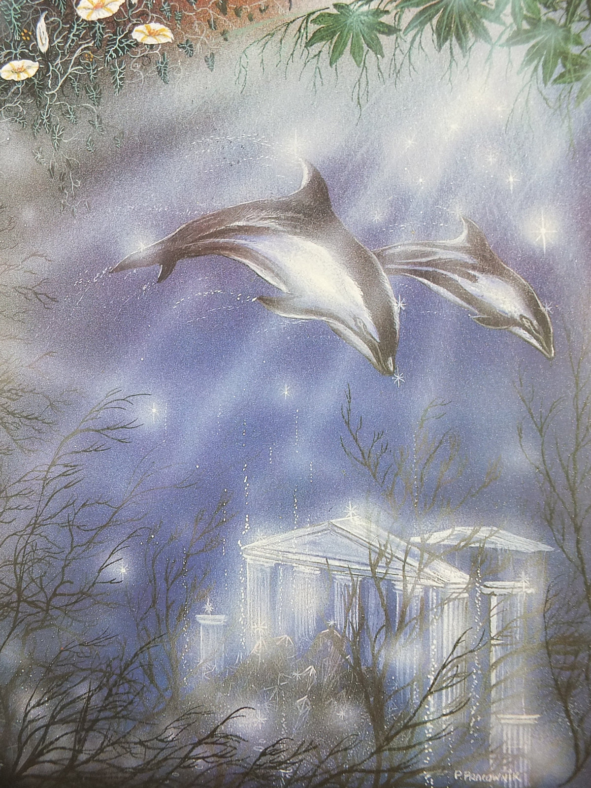 1990s The Four Elements Poster, by Peter Pracownik, Earth Sea Air Fire Wind, from Rhiannon Press, fantasy fiction wall art decor