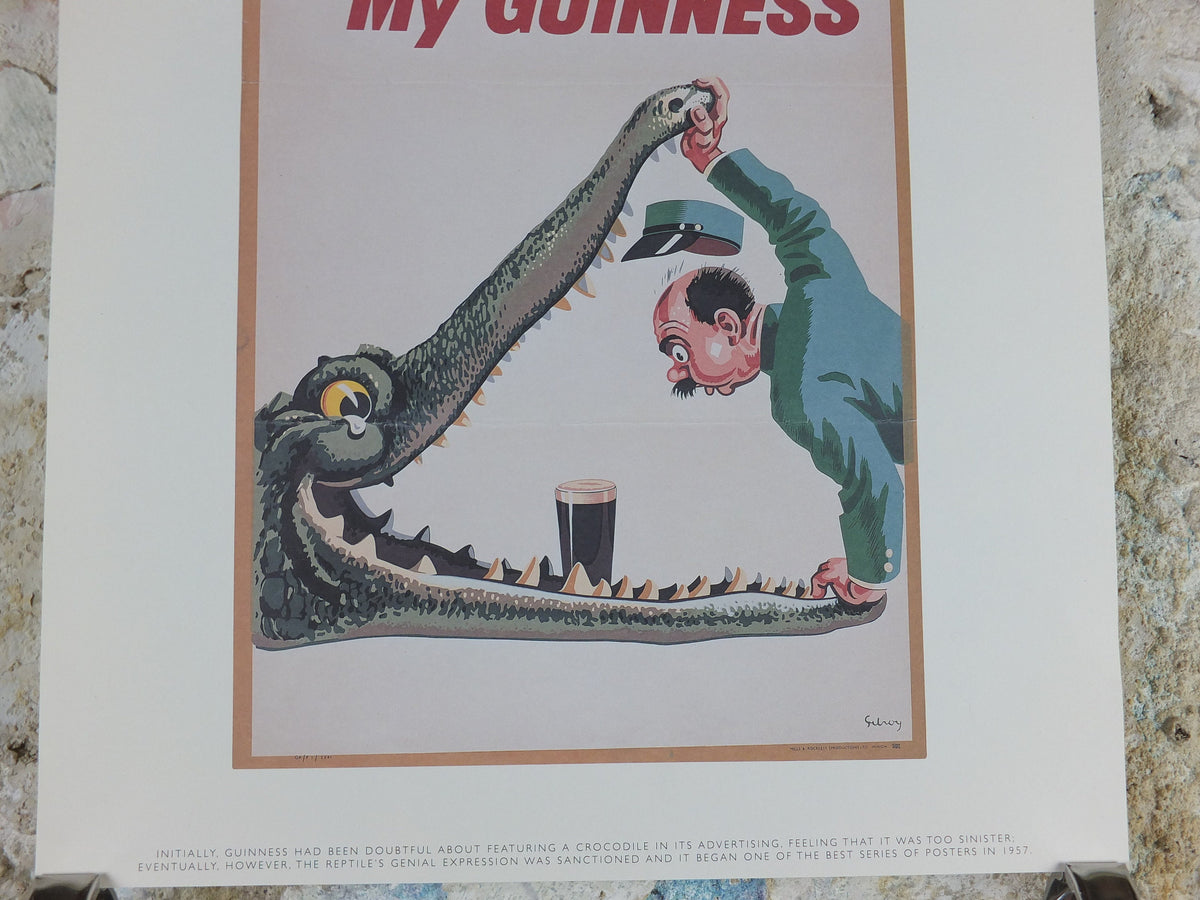 1990s My Goodness My Guinness Poster, by John Gilroy, 1957 Crocodile, Advertising campaign Wall art retro decor