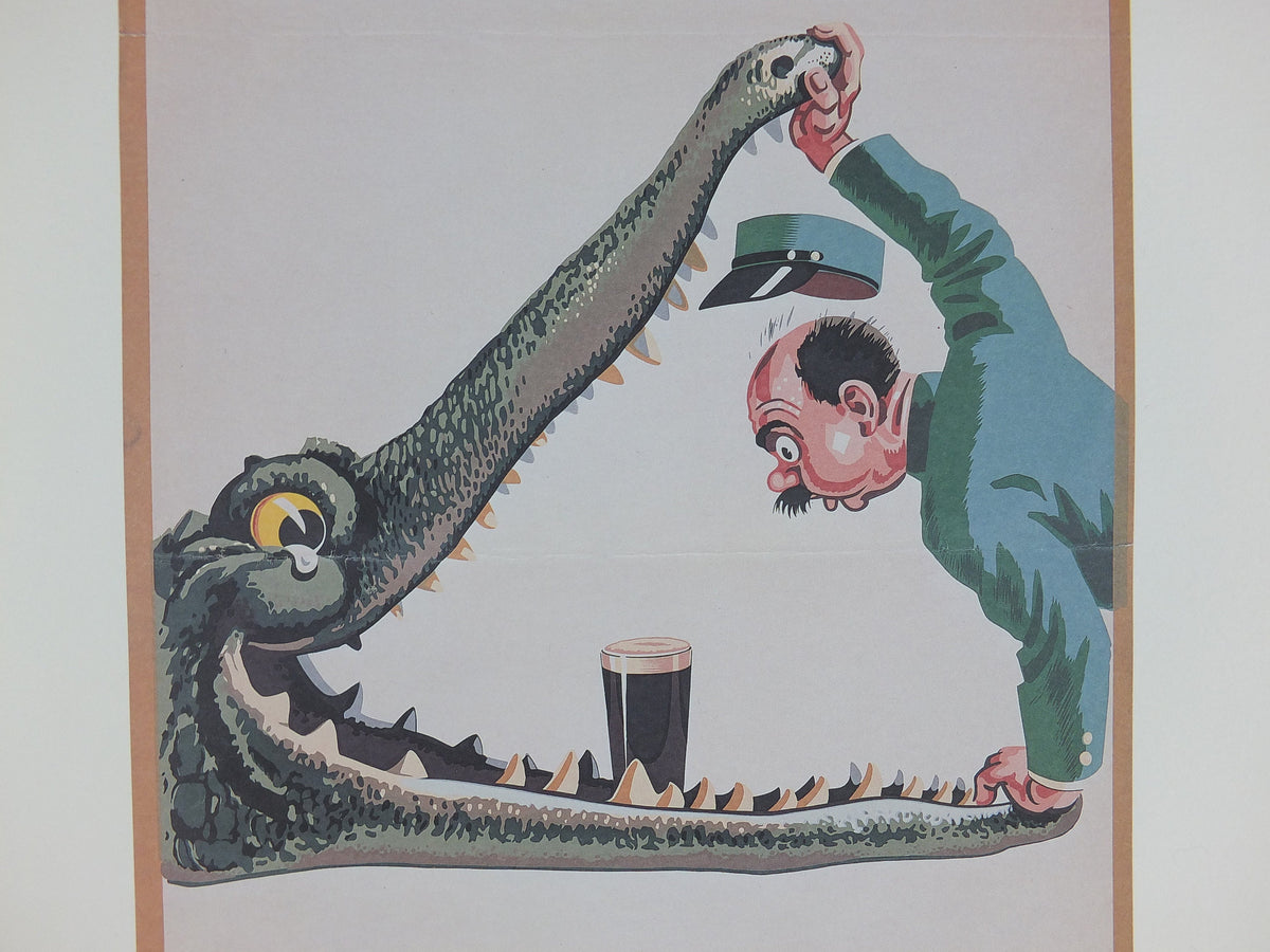 1990s My Goodness My Guinness Poster, by John Gilroy, 1957 Crocodile, Advertising campaign Wall art retro decor