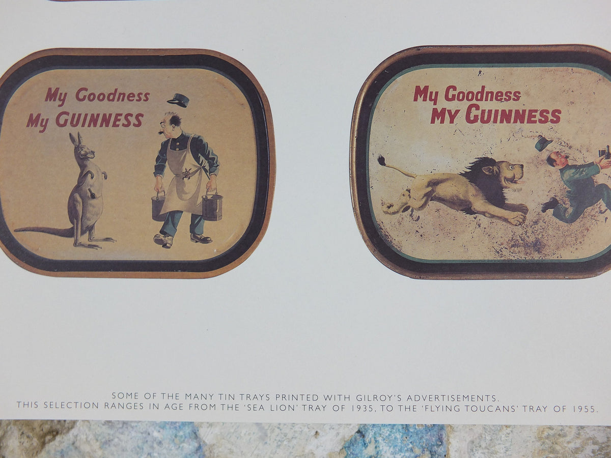 1990s Guinness Toucan Concept Poster, by John Gilroy, Gilroy Tin Trays from 1935-1955, Advertising campaign Wall art retro decor