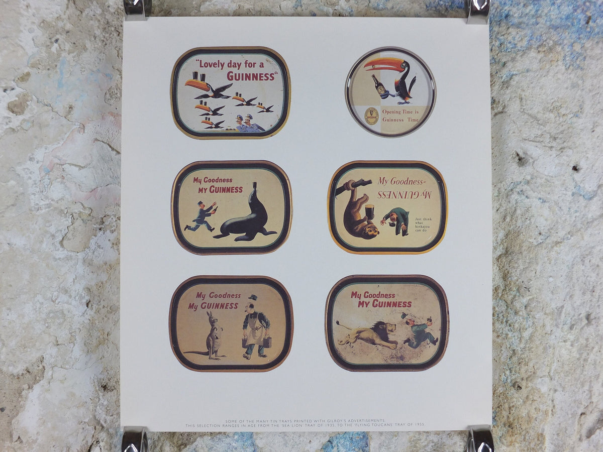 1990s Guinness Toucan Concept Poster, by John Gilroy, Gilroy Tin Trays from 1935-1955, Advertising campaign Wall art retro decor