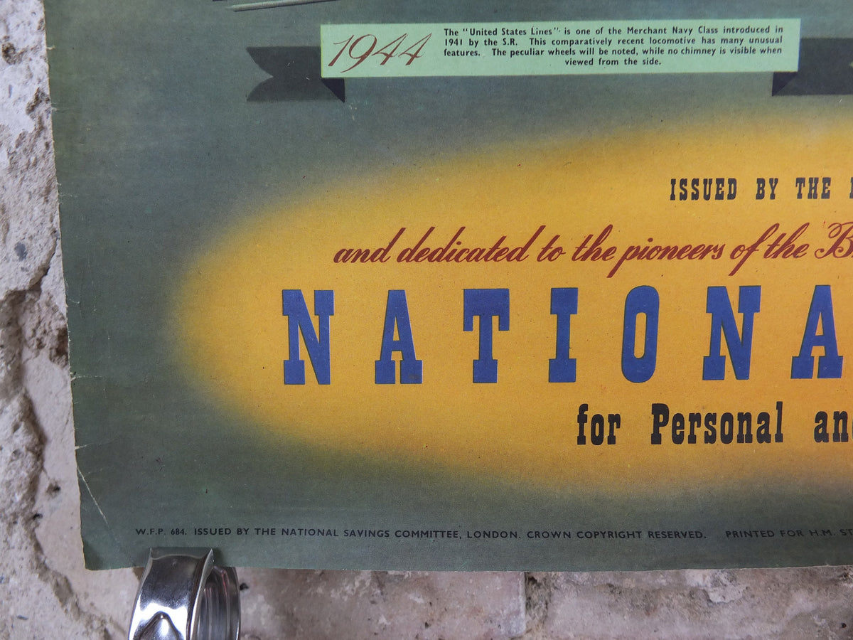 1948 Original National Savings Poster, The History of British Railways 1813-1948, by FC Gradwell,England, wall art retro decor