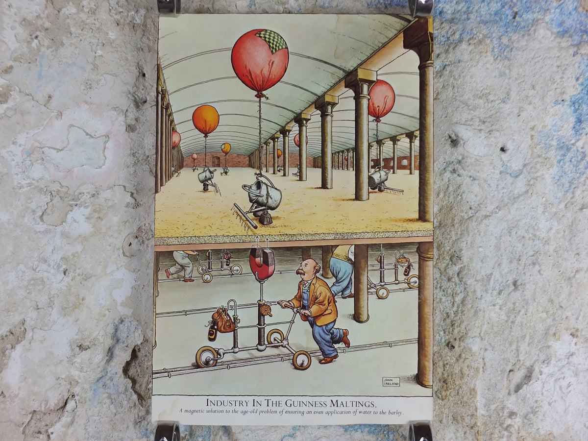 Vintage Gentle Art of Making Guinness Poster, Industry in the Maltings, advertising ale Irish stout beer print wall art retro 1980s