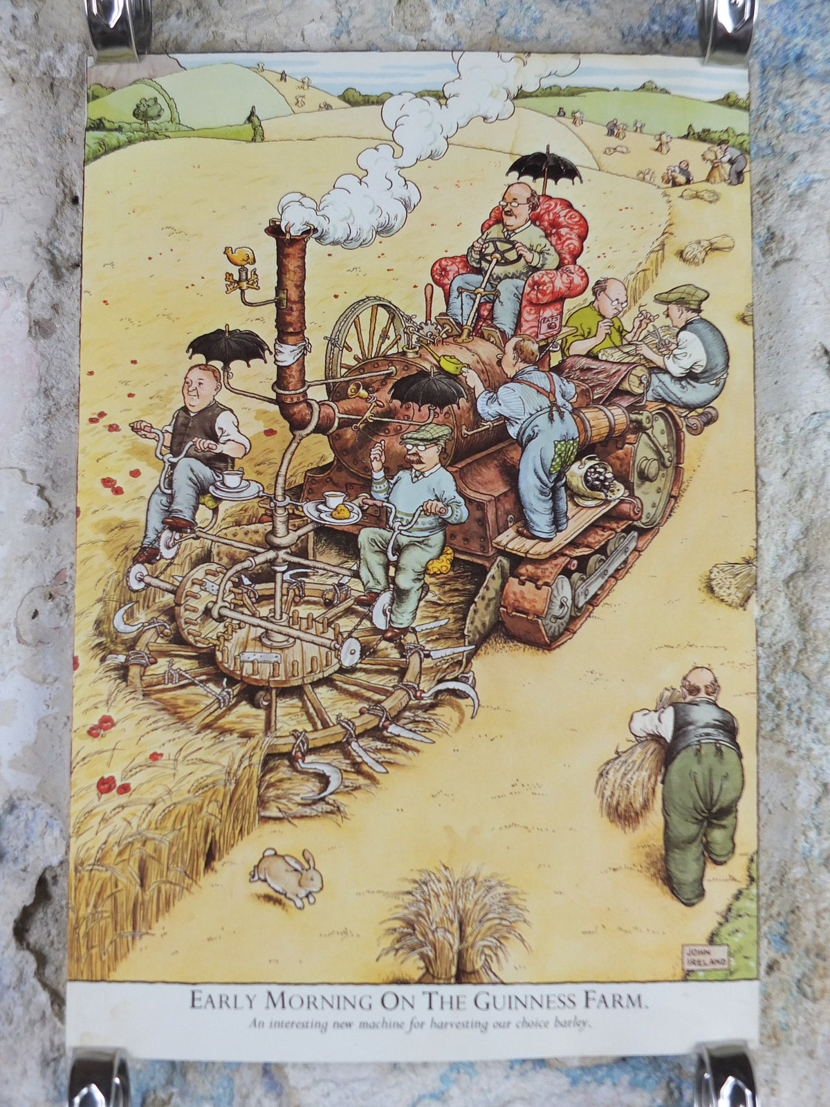 Vintage Gentle Art of Making Guinness Poster, Early Morning on the Farm, advertising ale Irish stout beer print wall art retro 1980s