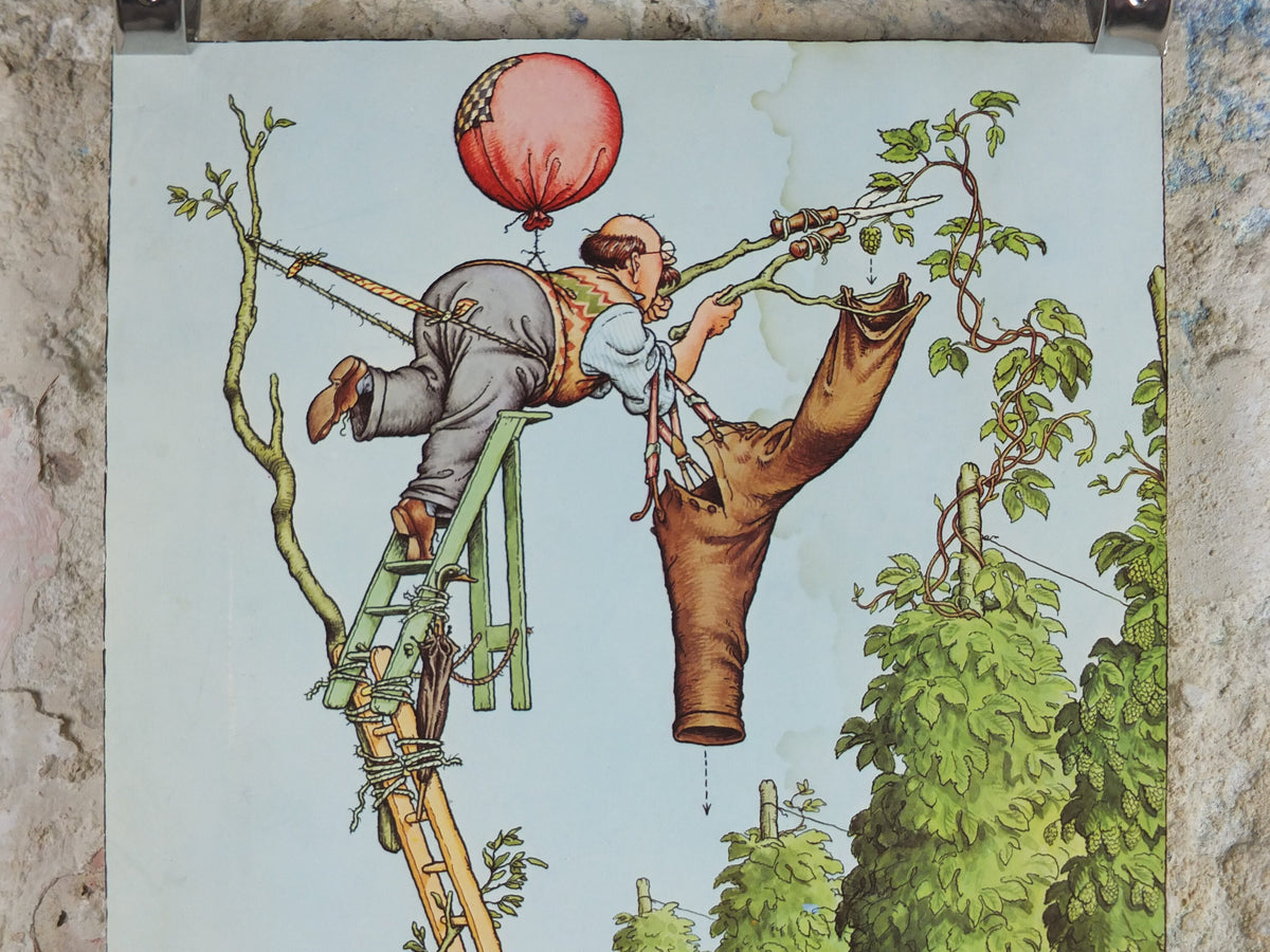Vintage Gentle Art of Making Guinness Poster, Hop picking time in fields advertising ale Irish stout beer print wall art retro 1980s