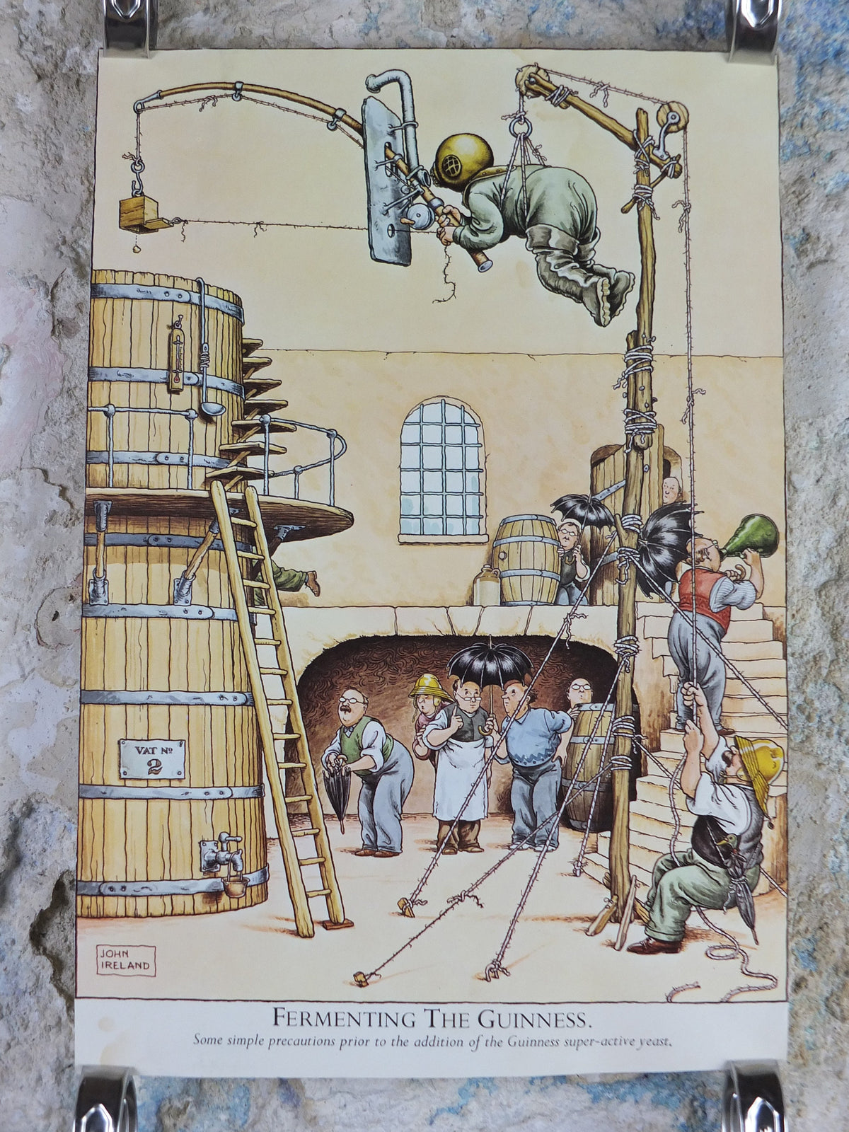 Vintage Gentle Art of Making Guinness Poster, Fermenting the Guinness, advertising ale Irish stout beer print wall art retro 1980s