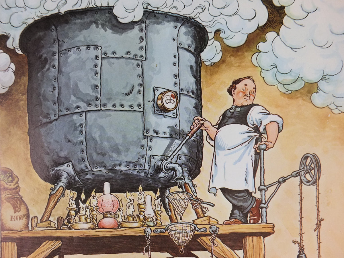 Vintage Gentle Art of Making Guinness Poster, Filtering Guinness Wort, advertising ale Irish stout beer print wall art retro 1980s