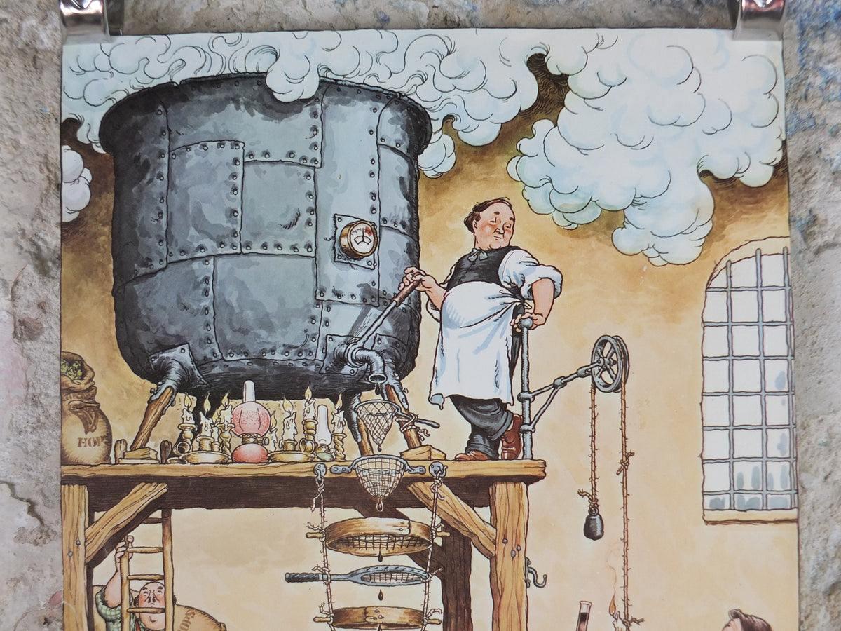Vintage Gentle Art of Making Guinness Poster, Filtering Guinness Wort, advertising ale Irish stout beer print wall art retro 1980s